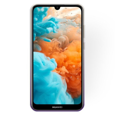 Силиконови гърбове Силиконови гърбове за Huawei Луксозен силиконов гръб ТПУ с брокат за Huawei Y6 2019 преливащ сребристо към лилаво 